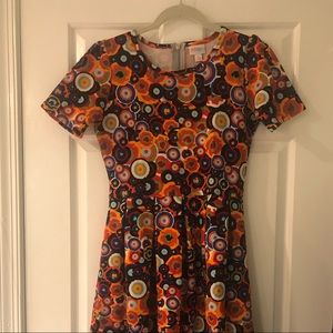 LuLaRoe Amelia Multicolored Geometric Dress Small